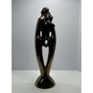 Vintage Haeger RENDEZVOUS LOVERS Statue Gold‎ Black Swirl 20" Tall